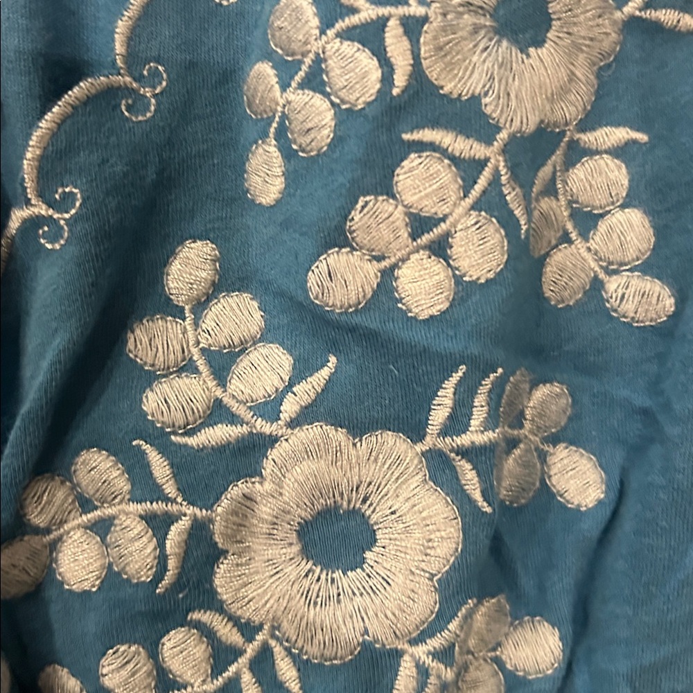 Vertigo Embroidered Blue Tunic Long Sleeve Top-L - Picture 4 of 9
